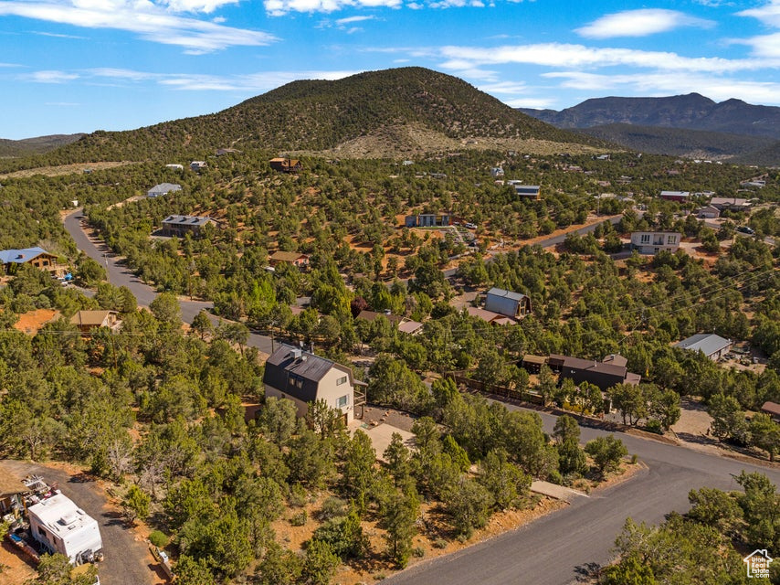 Drone / aerial view featuring a mountain view