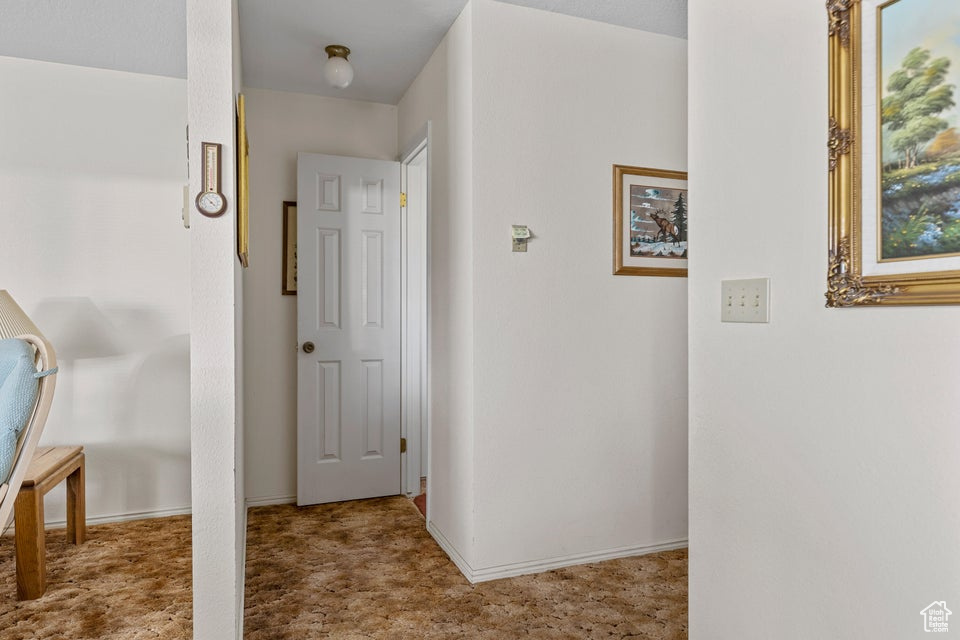 Hall with baseboards and carpet flooring