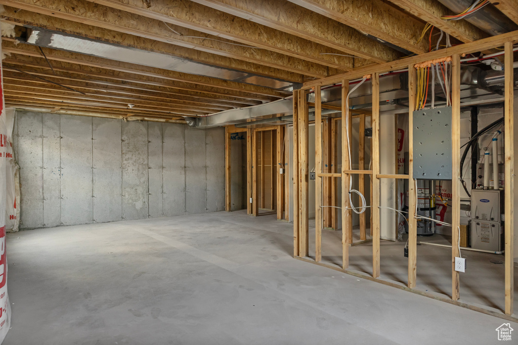 View of unfinished basement