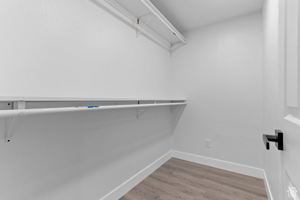 Walk in closet featuring wood finished floors