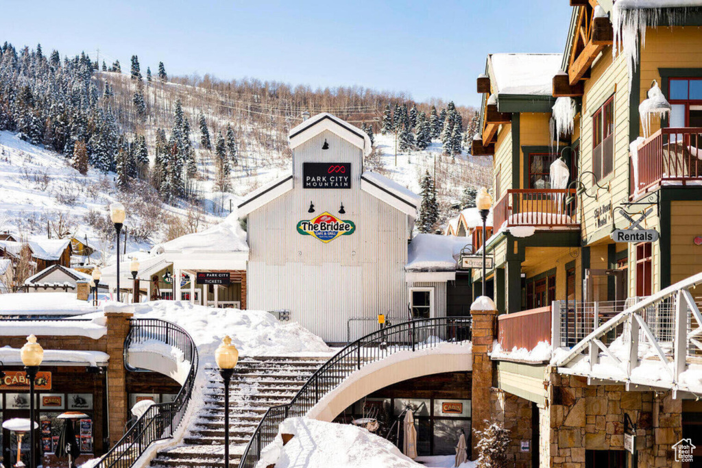 View of snow covered building