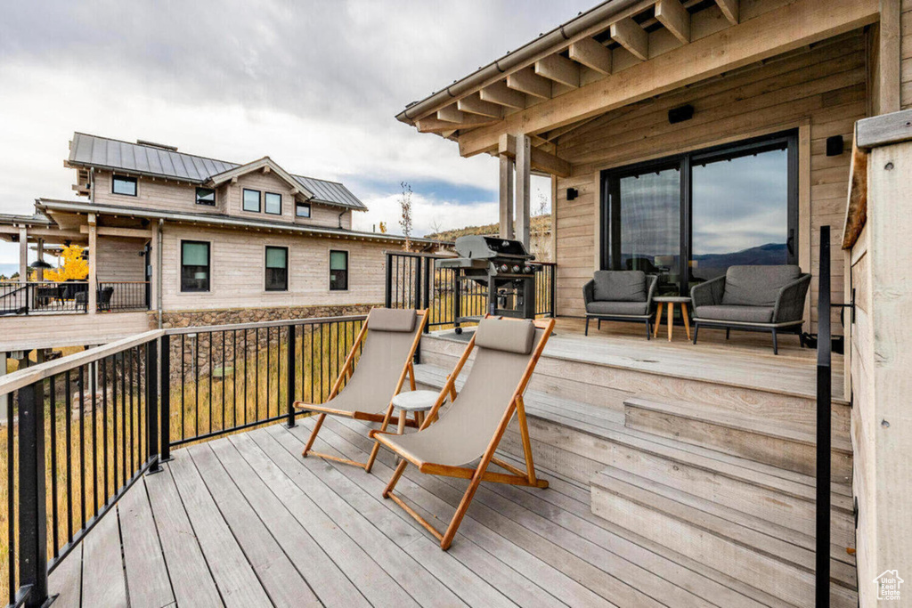 Wooden deck with grilling area