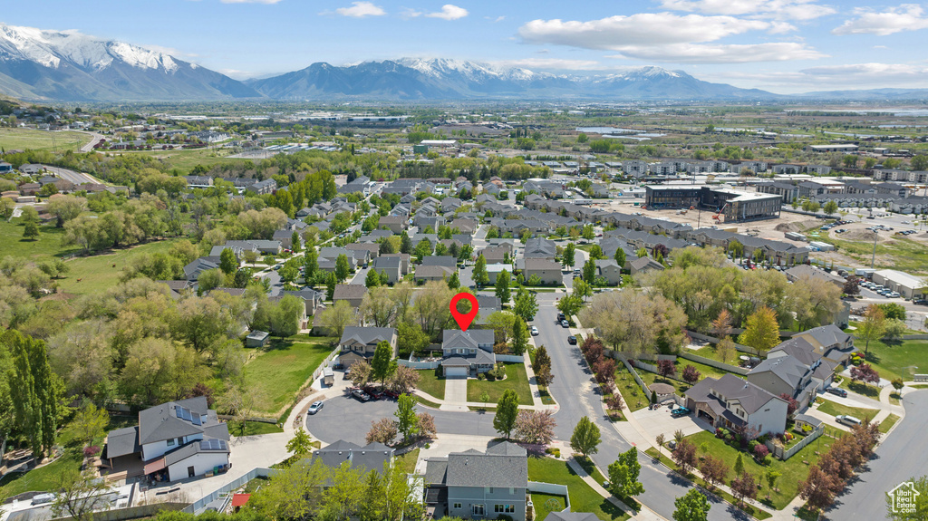 Bird\'s eye view with a mountain view and a residential view