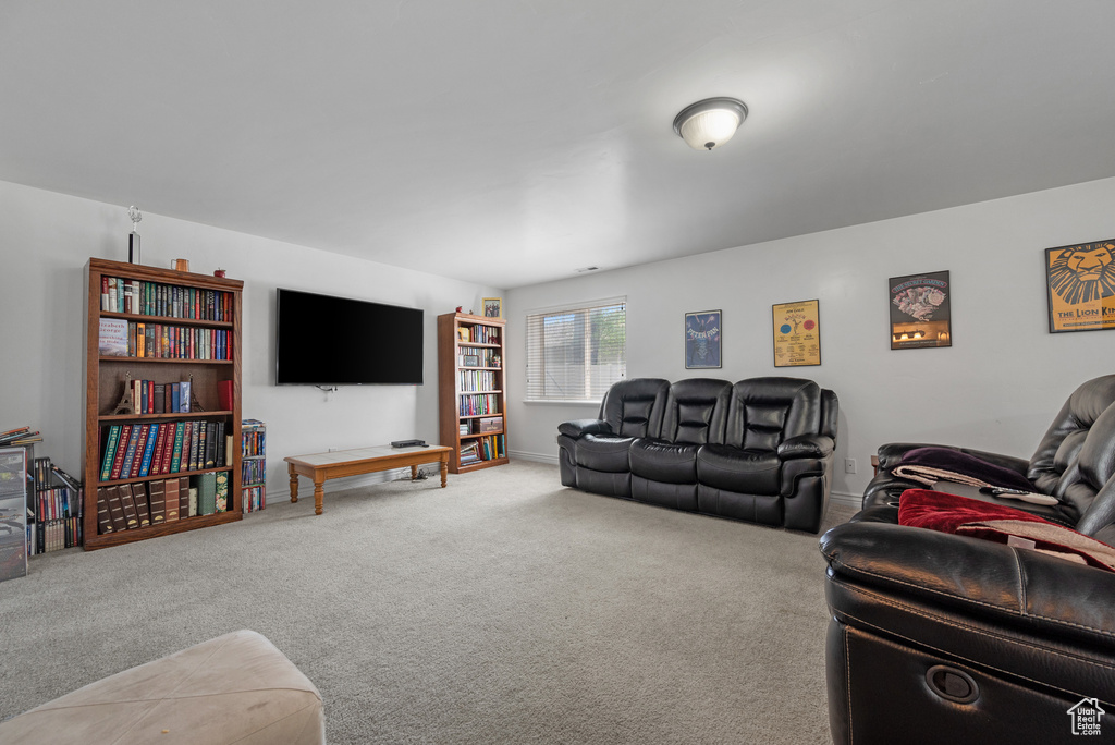 View of carpeted living area