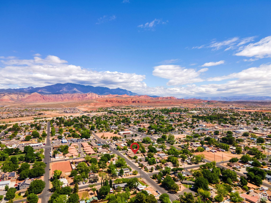 Birds eye view of property featuring a residential view and a mountain view
