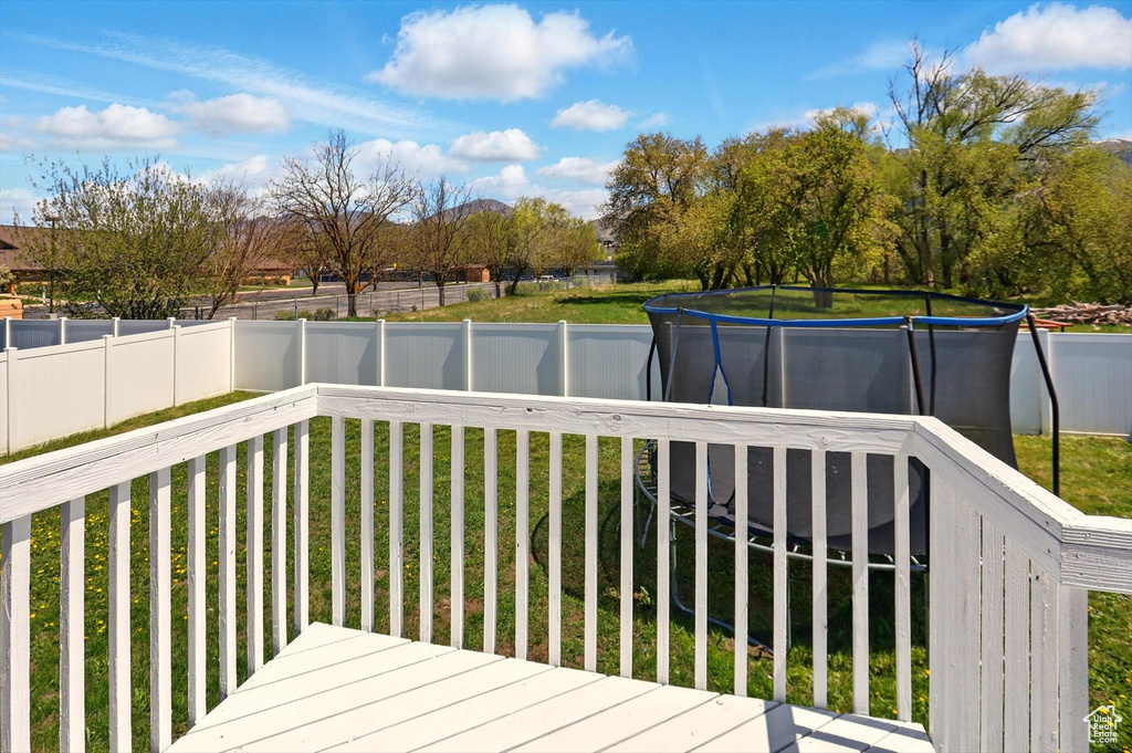 Deck featuring a lawn and a fenced backyard