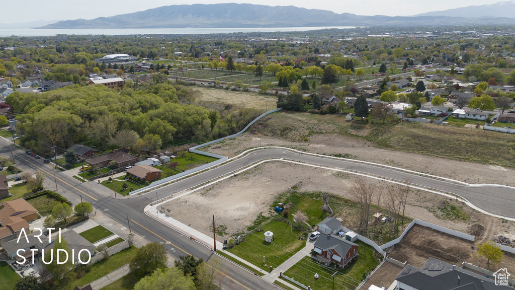 Aerial view featuring a mountain view