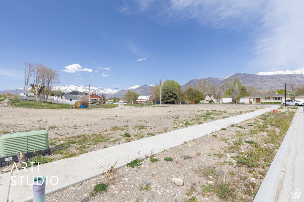 Exterior space with a mountain view