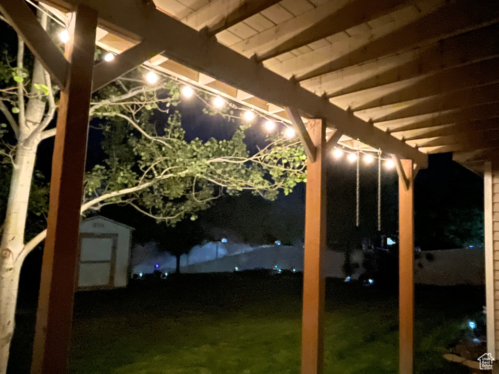 View of yard at twilight