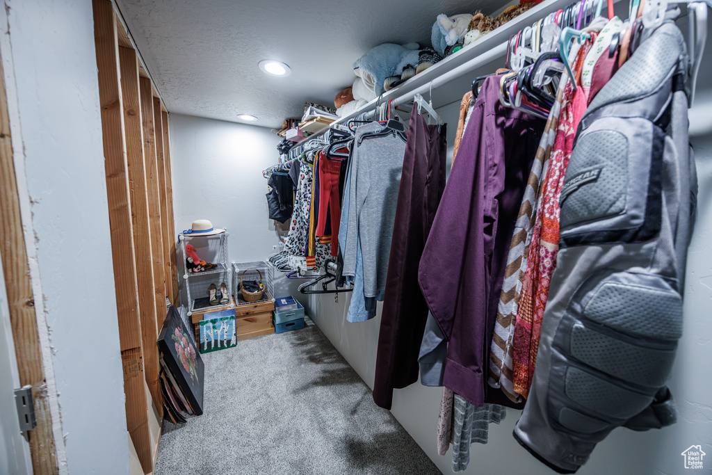 Walk in closet featuring carpet