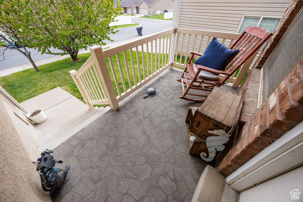 View of patio with a porch