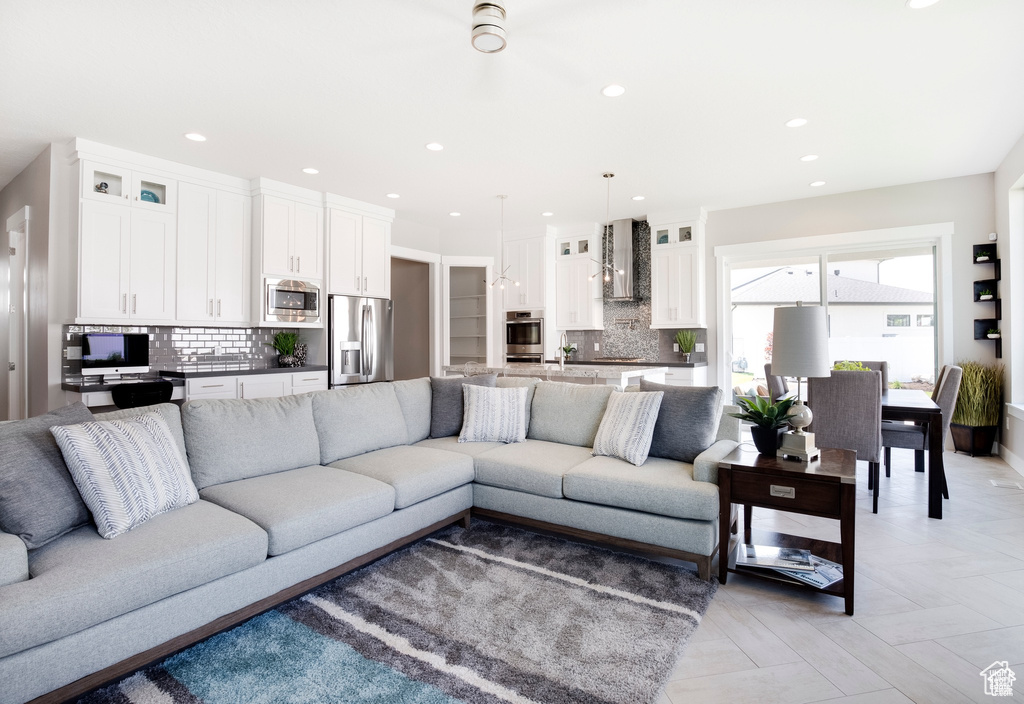 Living area featuring recessed lighting