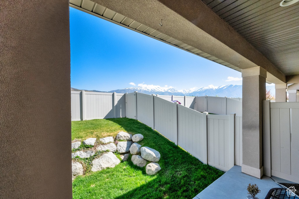 View of yard featuring a fenced backyard