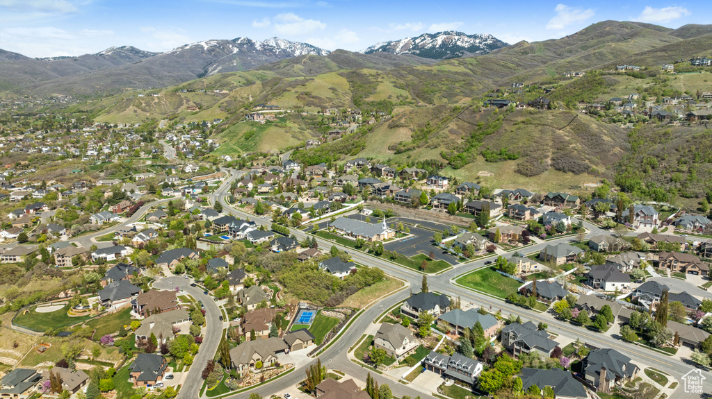 Aerial view with a mountain view and a residential view