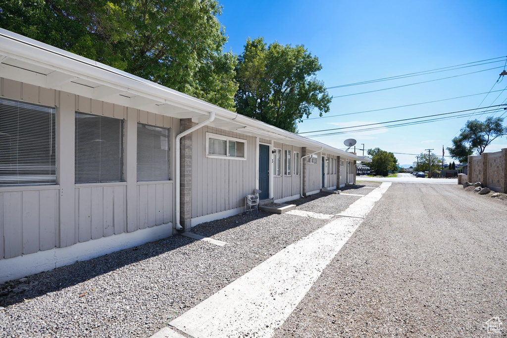 View of side of property with board and batten siding