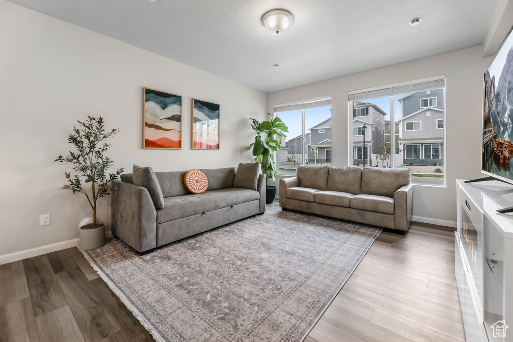 Living room featuring baseboards and wood finished floors