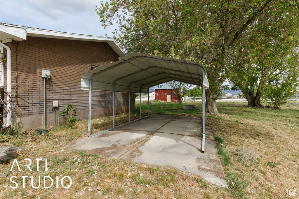 View of car parking with a carport