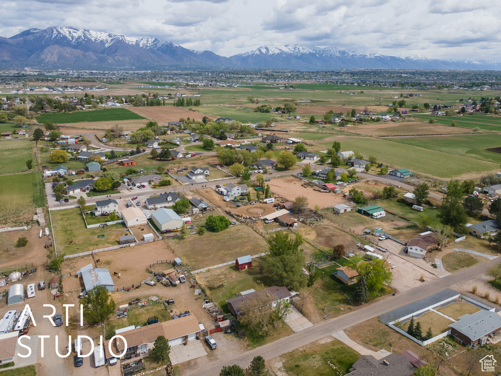 Drone / aerial view with a mountain view