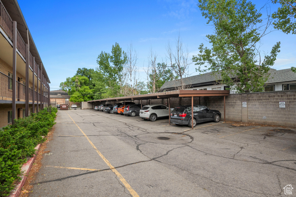 View of covered parking lot