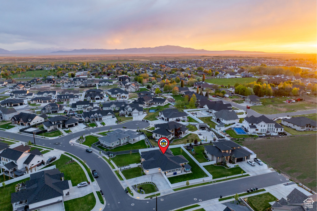 Aerial view with a mountain view and a residential view