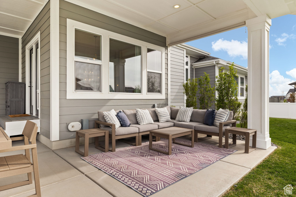 View of patio / terrace with outdoor lounge area and fence