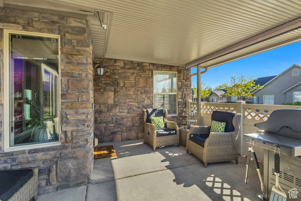 View of patio / terrace featuring a grill
