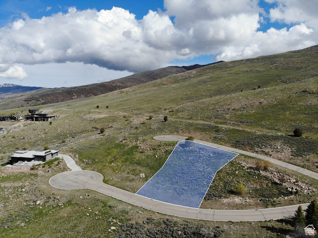 Drone / aerial view featuring a mountain view