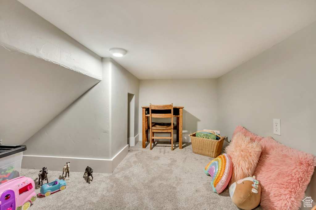 Recreation room with carpet floors
