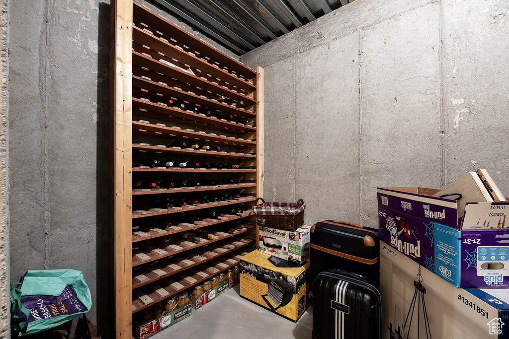 Wine area with concrete floors