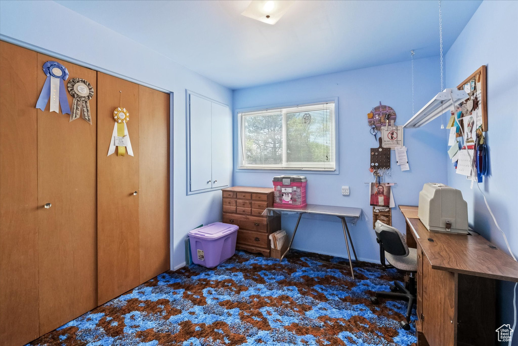 Office area with carpet floors