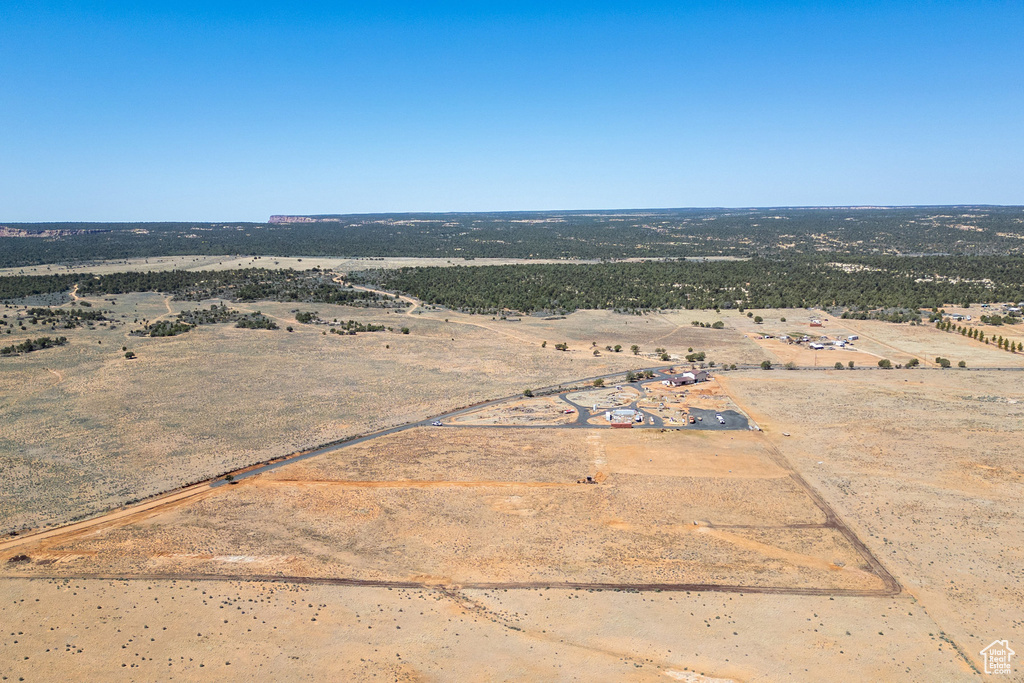Aerial view with a rural view and view of desert