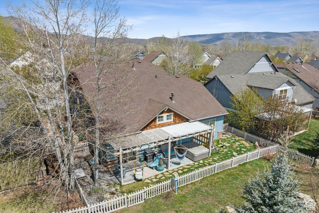 Drone / aerial view with a mountain view