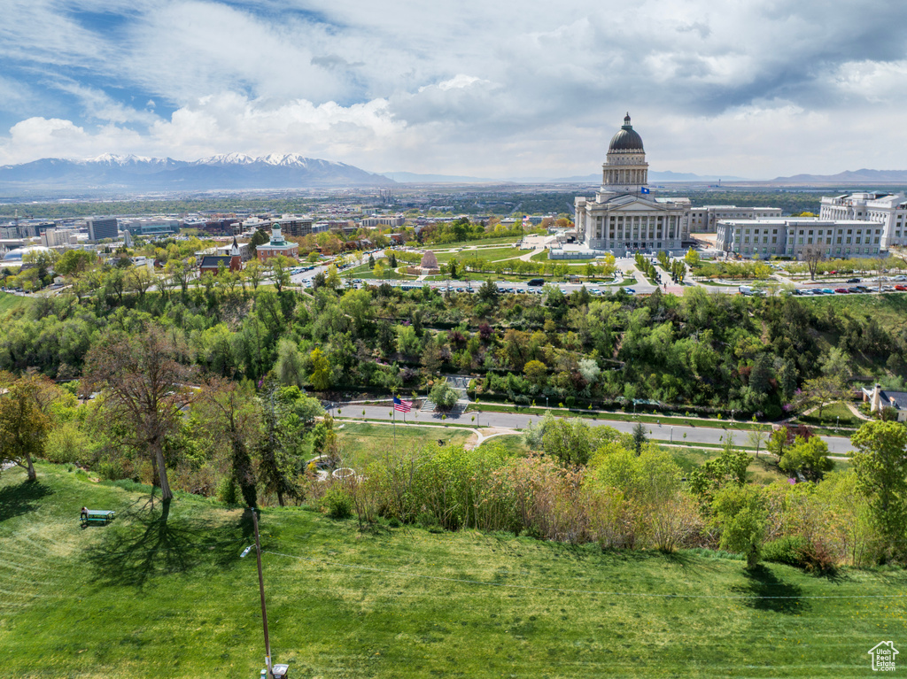Aerial view with a mountain view