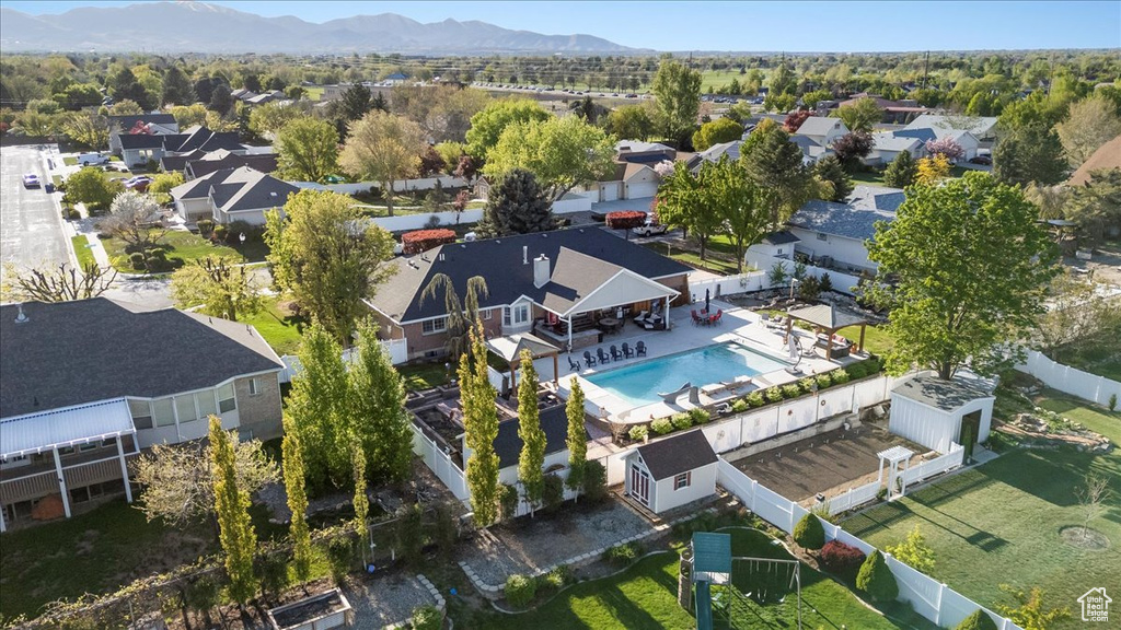 Bird\'s eye view featuring a mountain view and a residential view