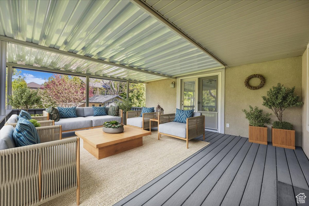 Wooden deck with outdoor lounge area