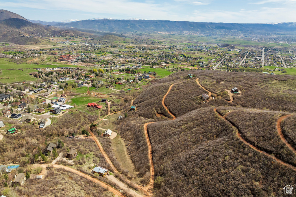 Aerial view with a mountain view