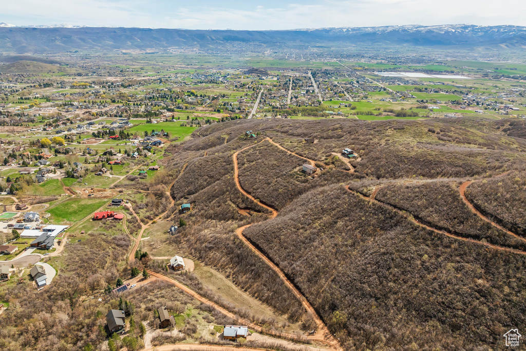 Aerial view with a mountain view and a rural view
