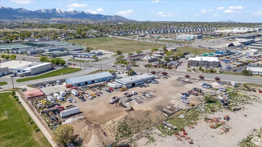 Drone / aerial view with a mountain view