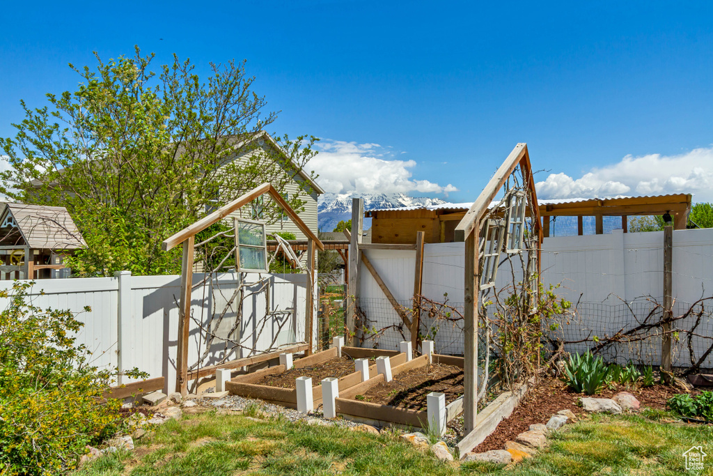 View of yard with a fenced backyard