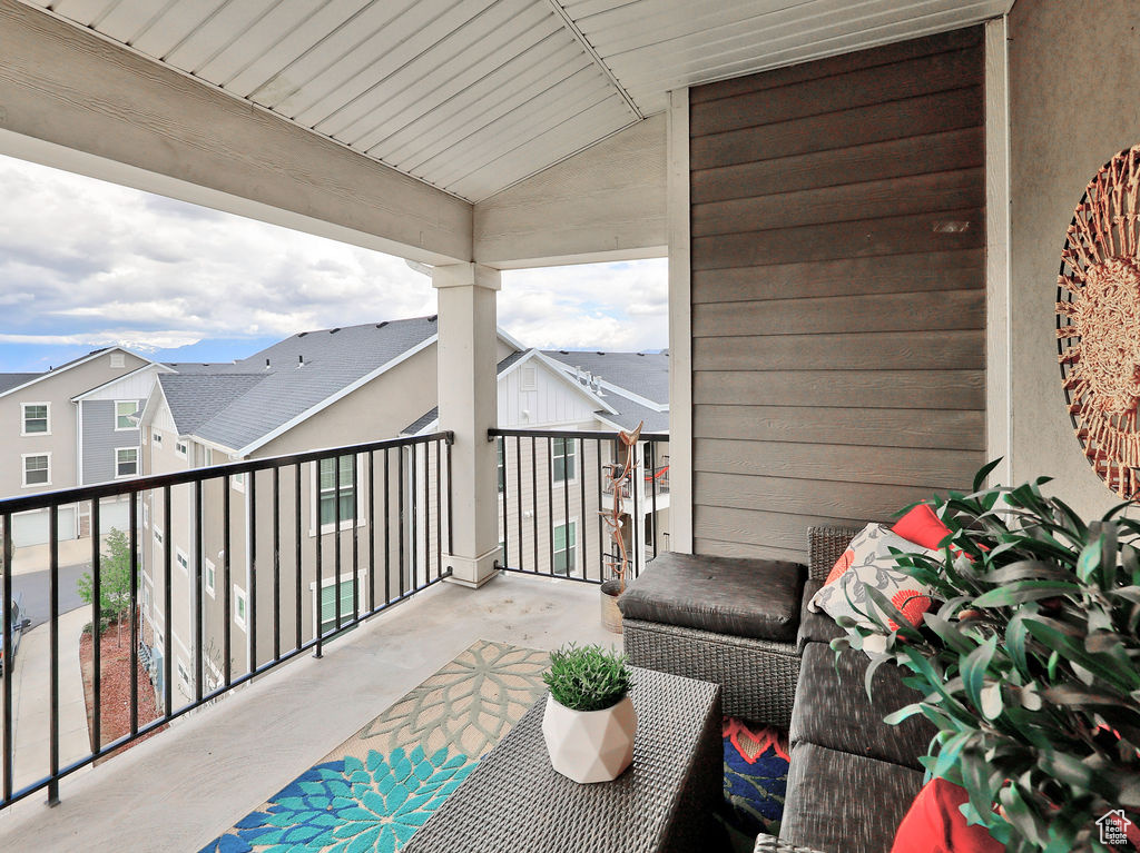 Balcony featuring a residential view