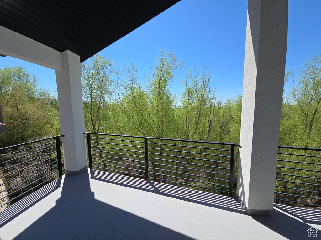 Balcony with a forest view