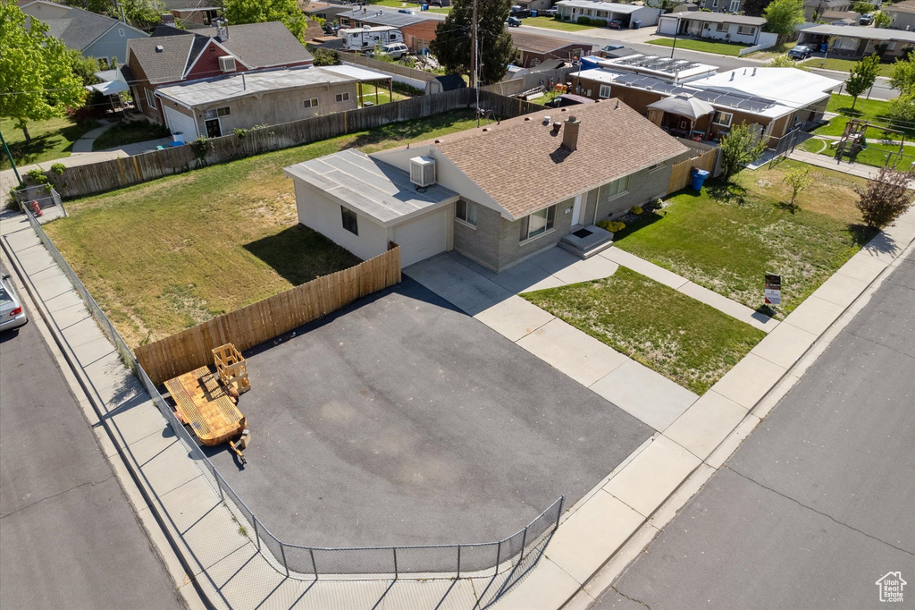 Aerial perspective of suburban area