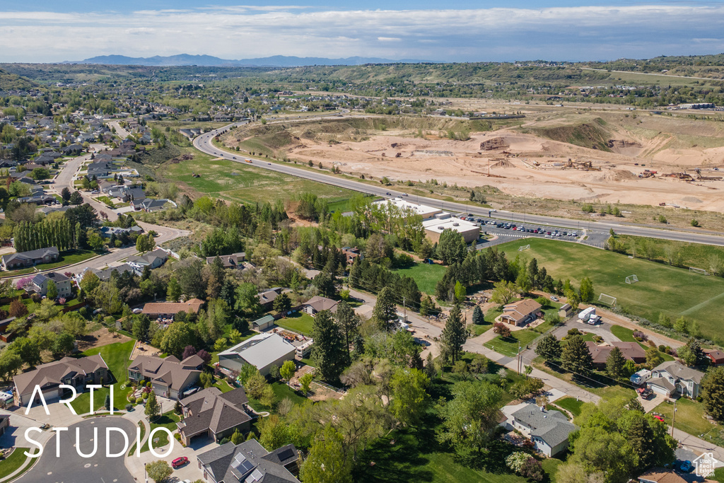Aerial view with a mountain view and a residential view