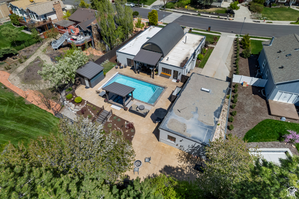 Aerial view with a residential view