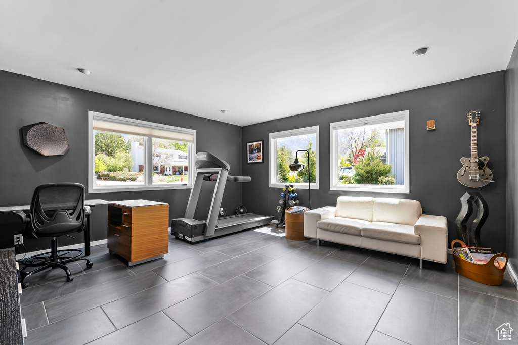 View of tiled home office