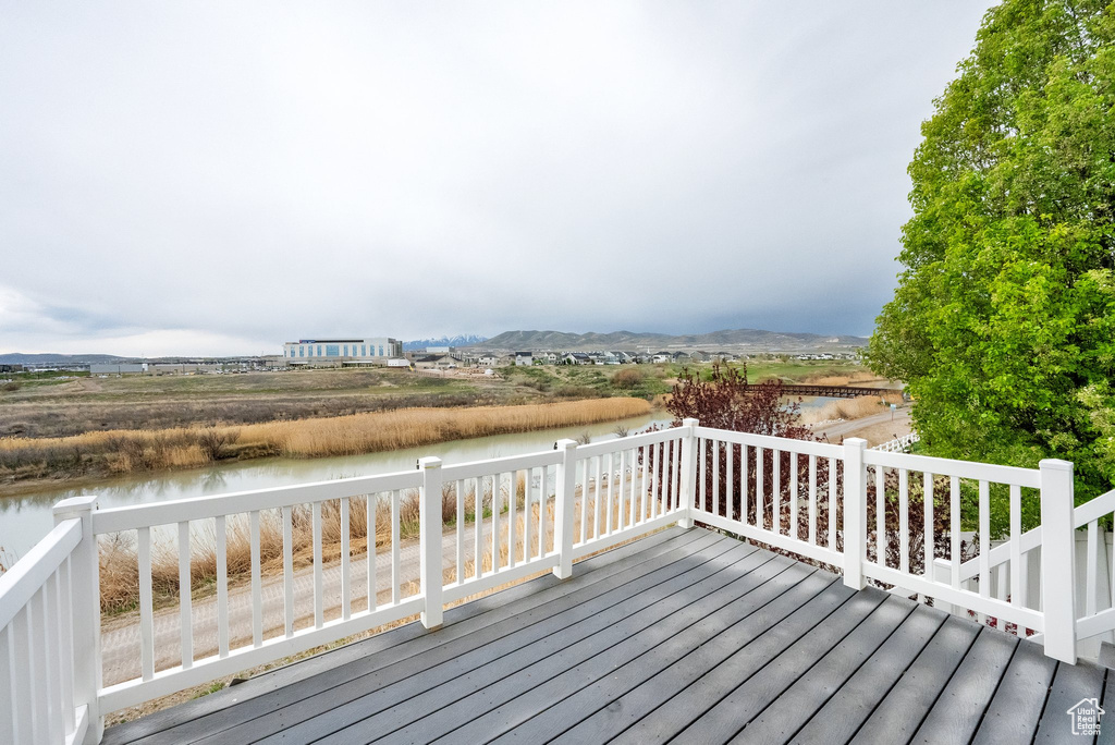 Wooden terrace with a water view