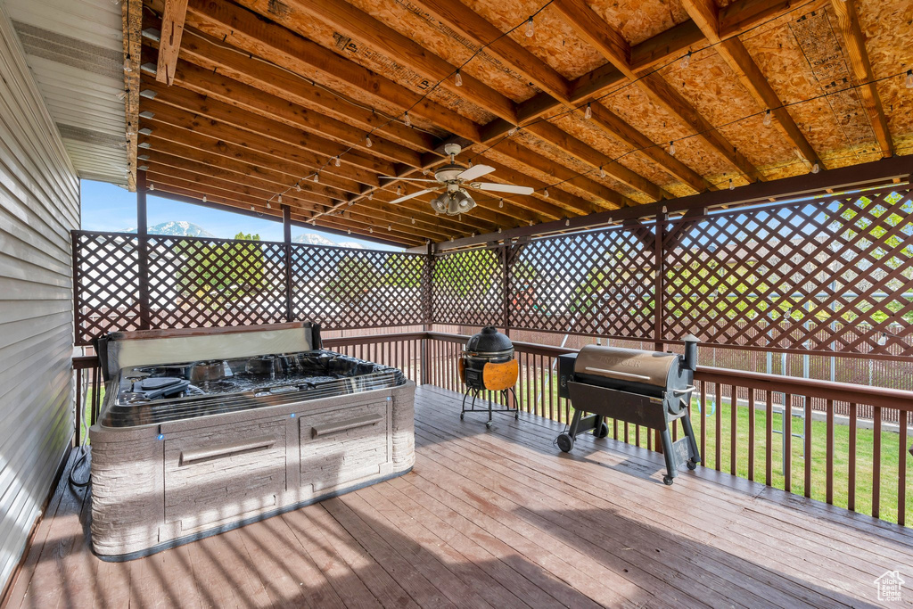 Wooden terrace with grilling area