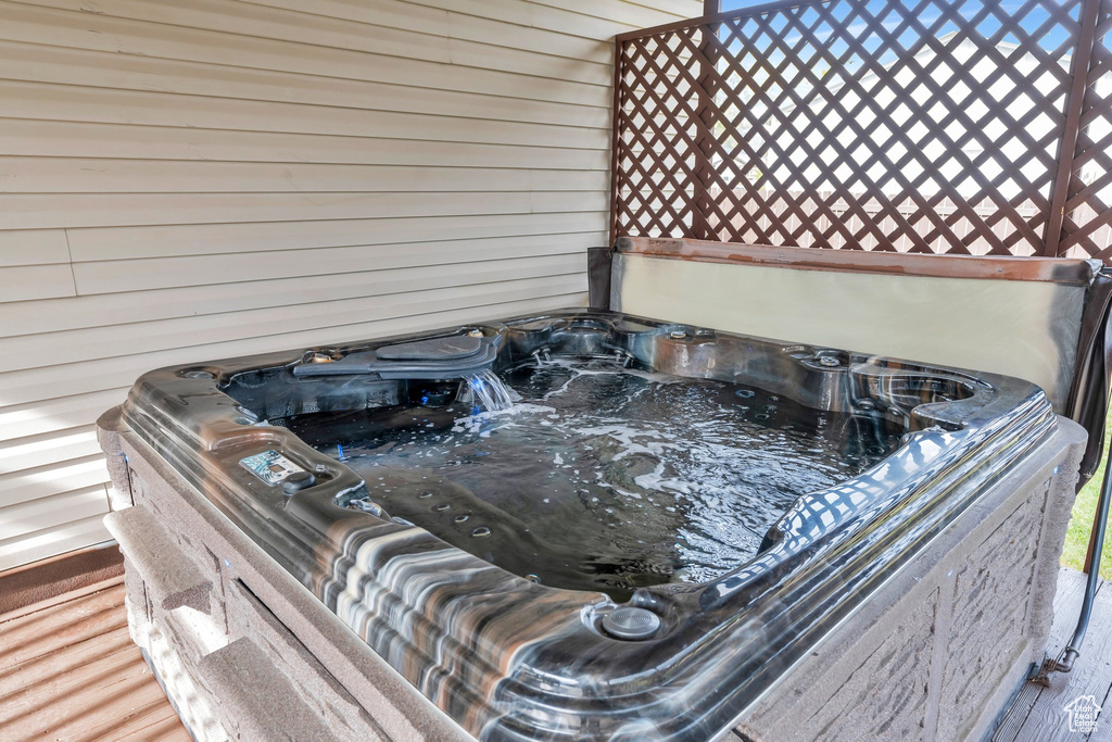 Exterior details featuring a jacuzzi