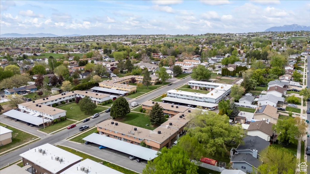 Aerial view with a residential view and a mountain view