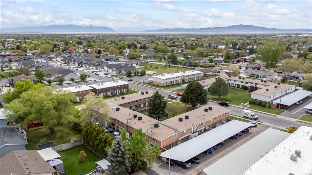 Drone / aerial view with a mountain view